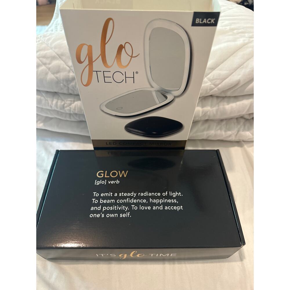 glo TECH LED Compact Mirror, Black